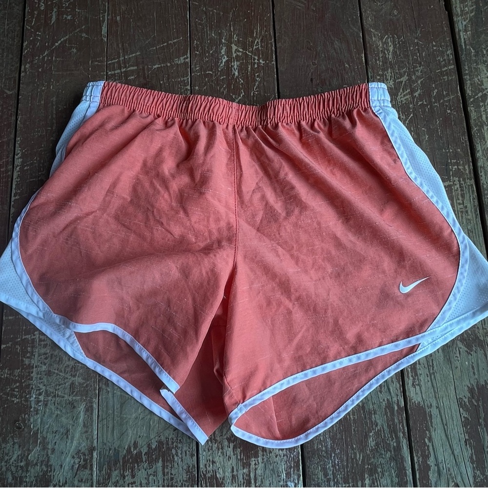 Nike Girls Size Large Orange and White Athletic Shorts Dri-FIT Performance